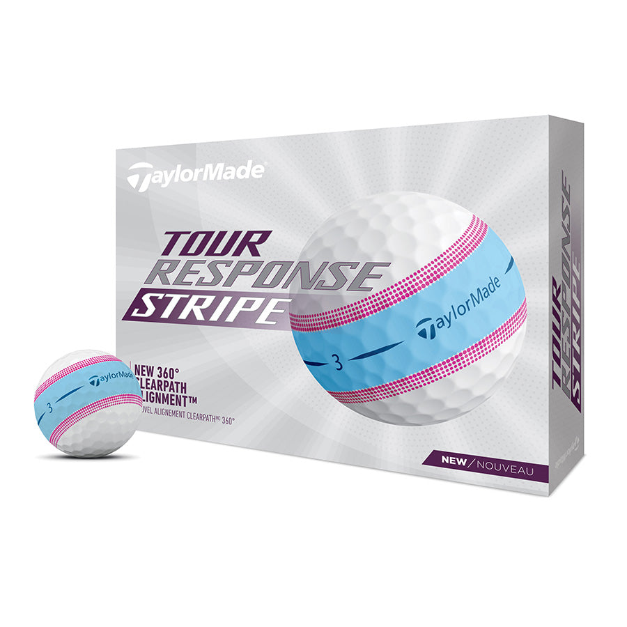 TaylorMade Tour Response Stripe Blue Pink Golf Balls - Dozen